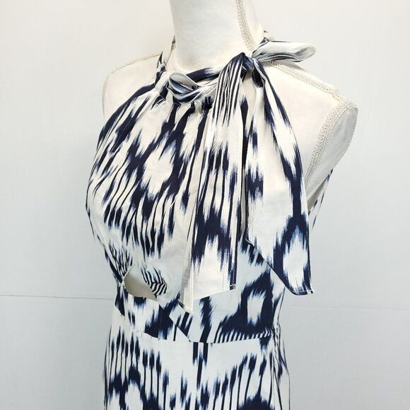 Rebecca Taylor Inidigo Ikat Linen Dress in Snow Combo - Picture 8 of 13